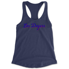 Los Doyers LA Baseball Racerback Tank Top for Women Navy Blue