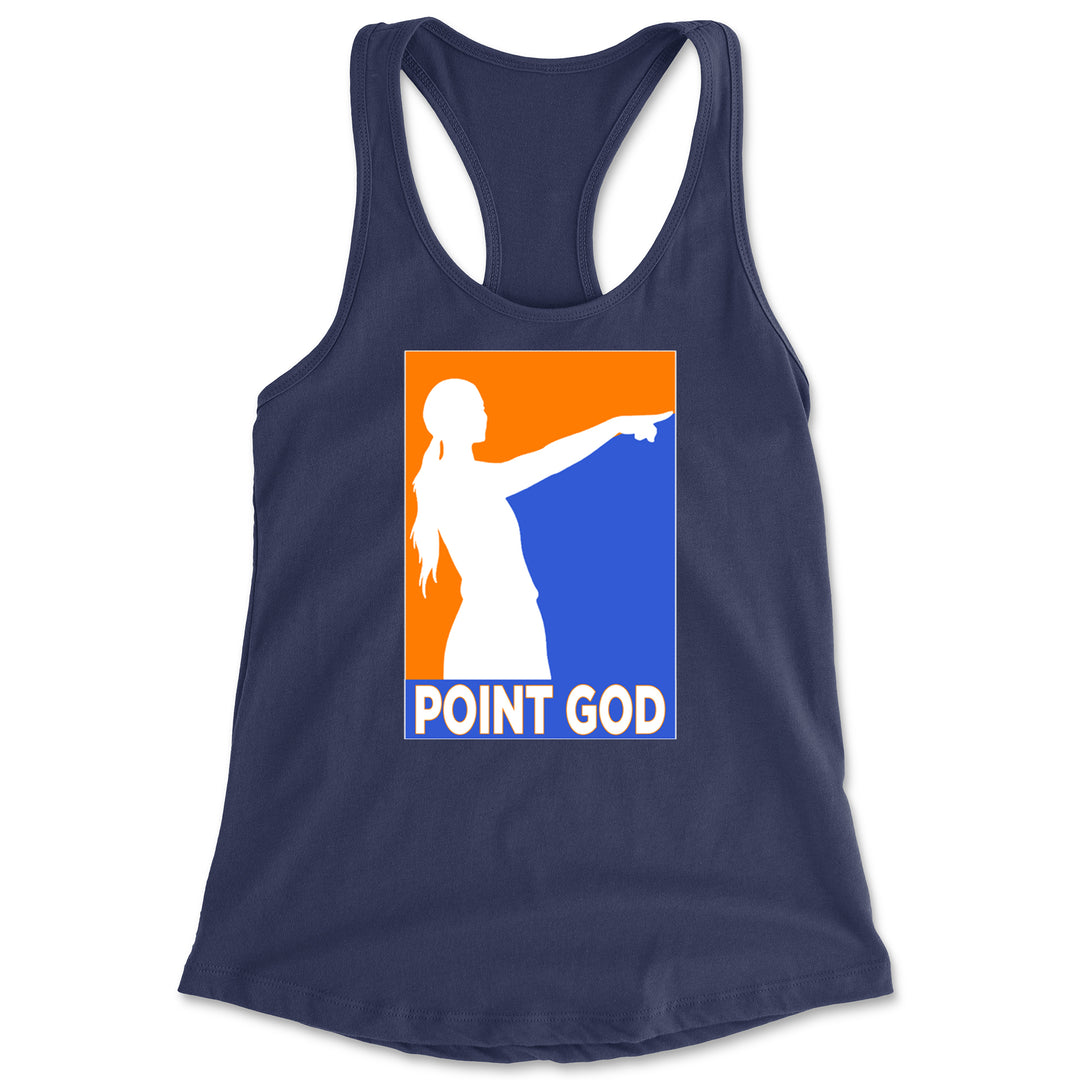 Point God Cunningham Basketball Pointing Meme  Racerback Tank Top for Women Navy Blue