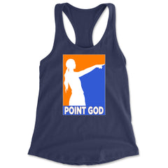 Point God Cunningham Basketball Pointing Meme  Racerback Tank Top for Women Navy Blue