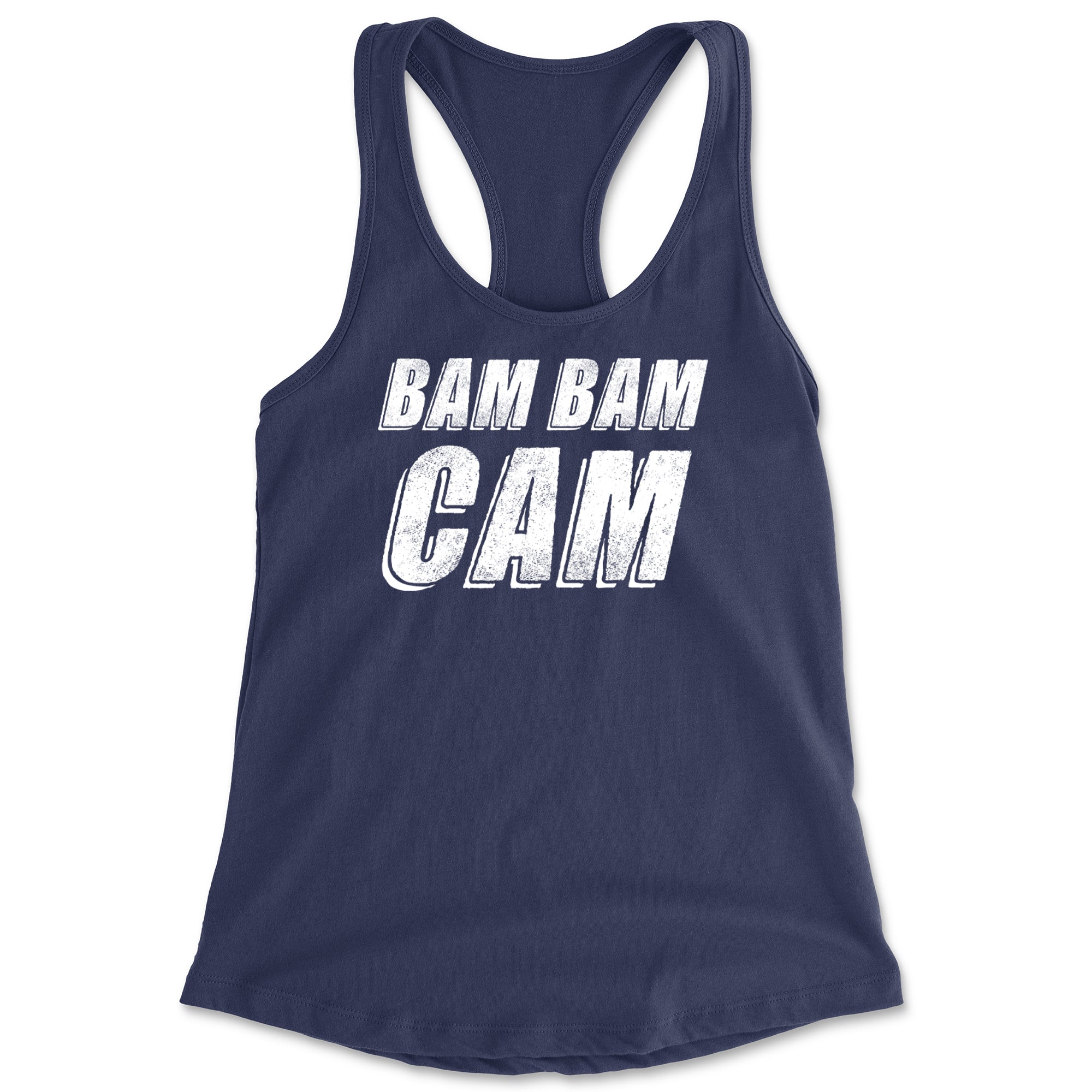 Bam Bam Cam Racerback Tank Top for Women Navy Blue