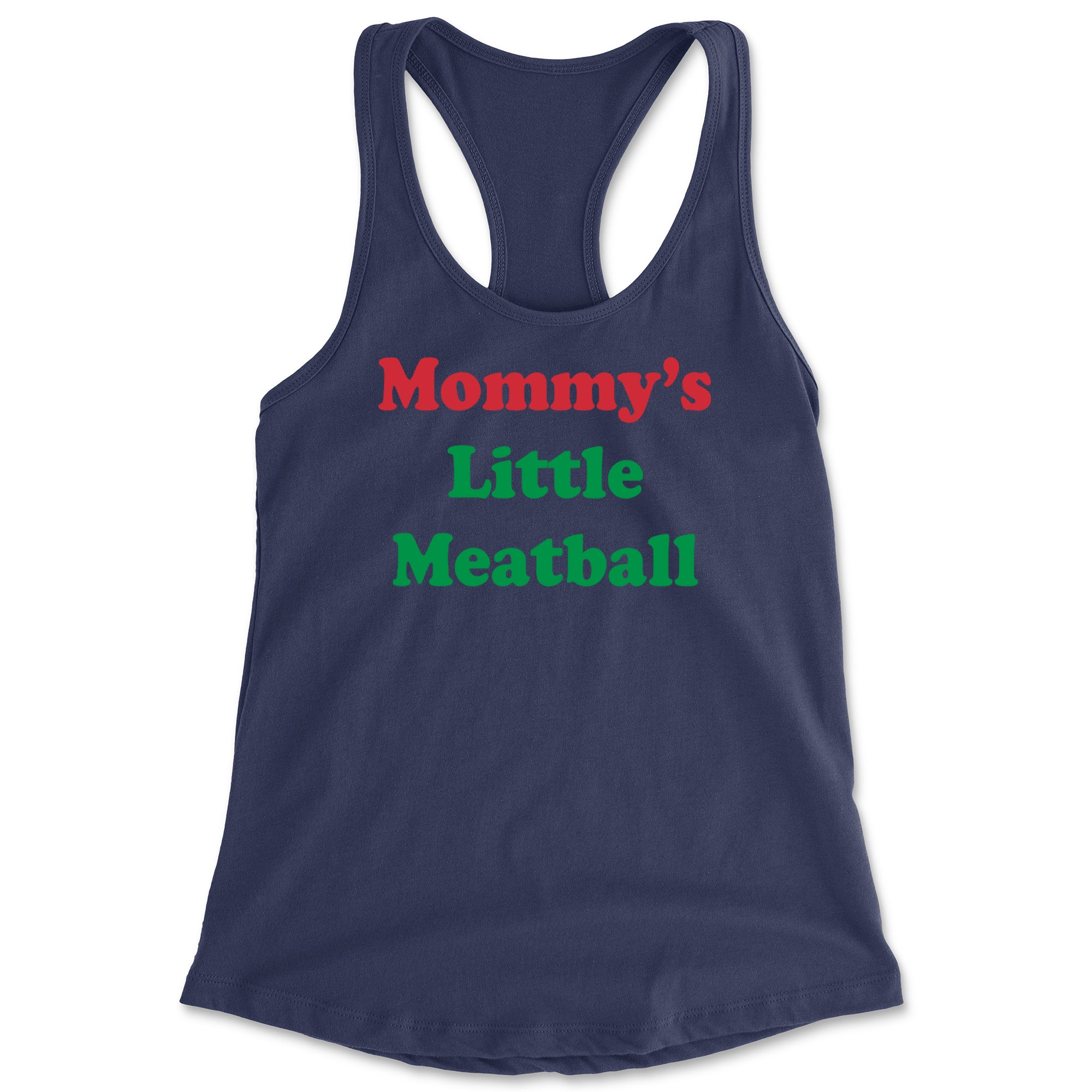 Mommy's Little Meatball Love Island Racerback Tank Top for Women Navy Blue