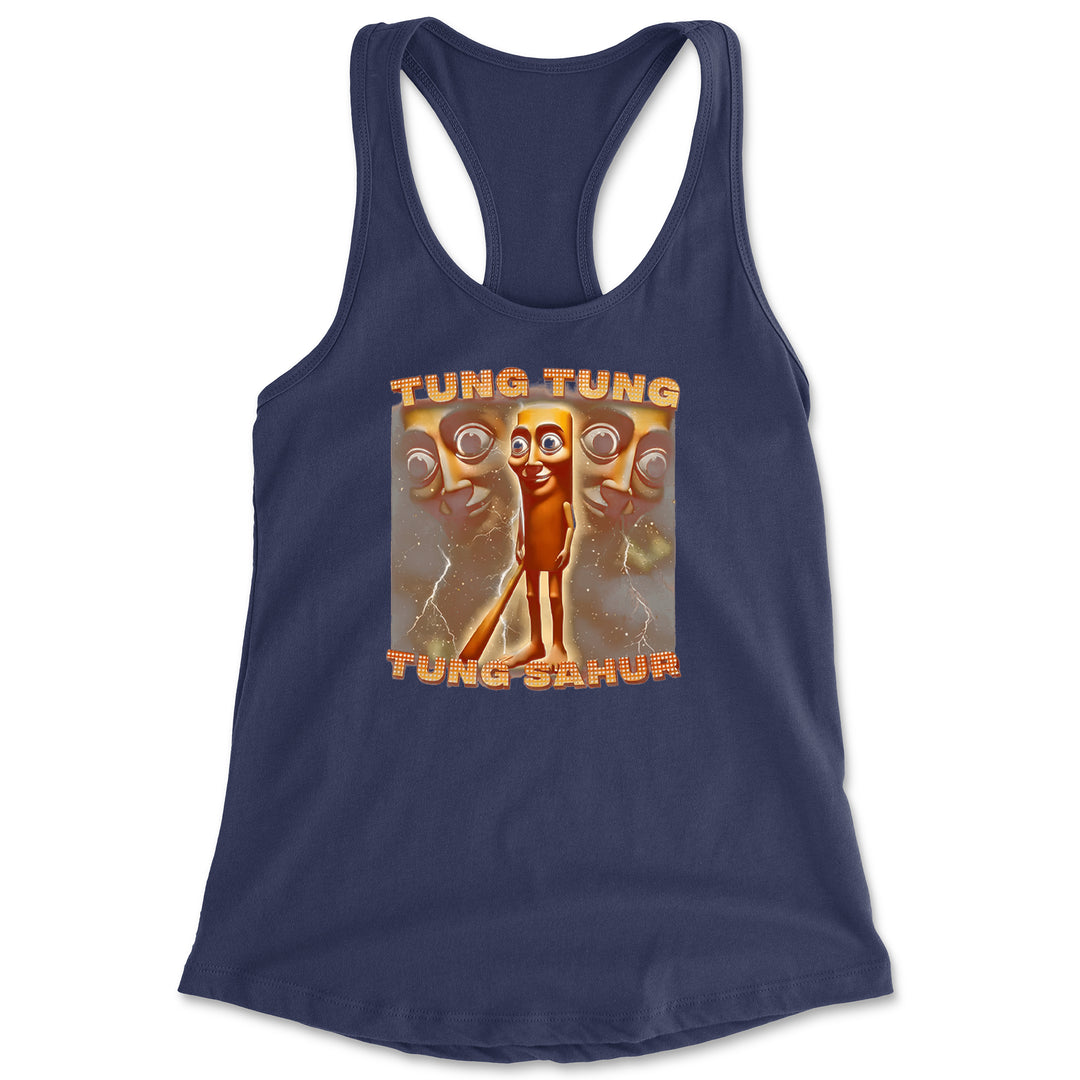 Tung Tung Tung Sahur Enforcer Racerback Tank Top for Women Navy Blue