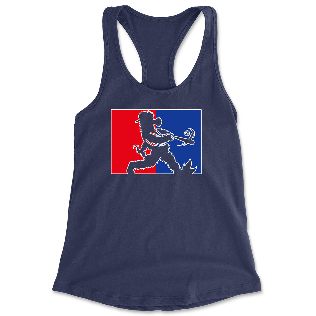 Batter Up Philly Baseball Phan Racerback Tank Top for Women Navy Blue
