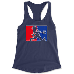 Batter Up Philly Baseball Phan Racerback Tank Top for Women Navy Blue