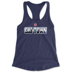 Chicago Chi-Town City Pride Racerback Tank Top for Women Navy Blue