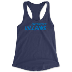 Detroit Villains Grit Football Racerback Tank Top for Women Navy Blue