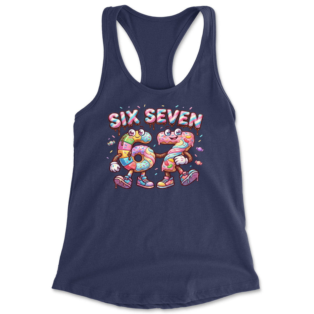 67 Candy Swirl Meme Racerback Tank Top for Women Navy Blue