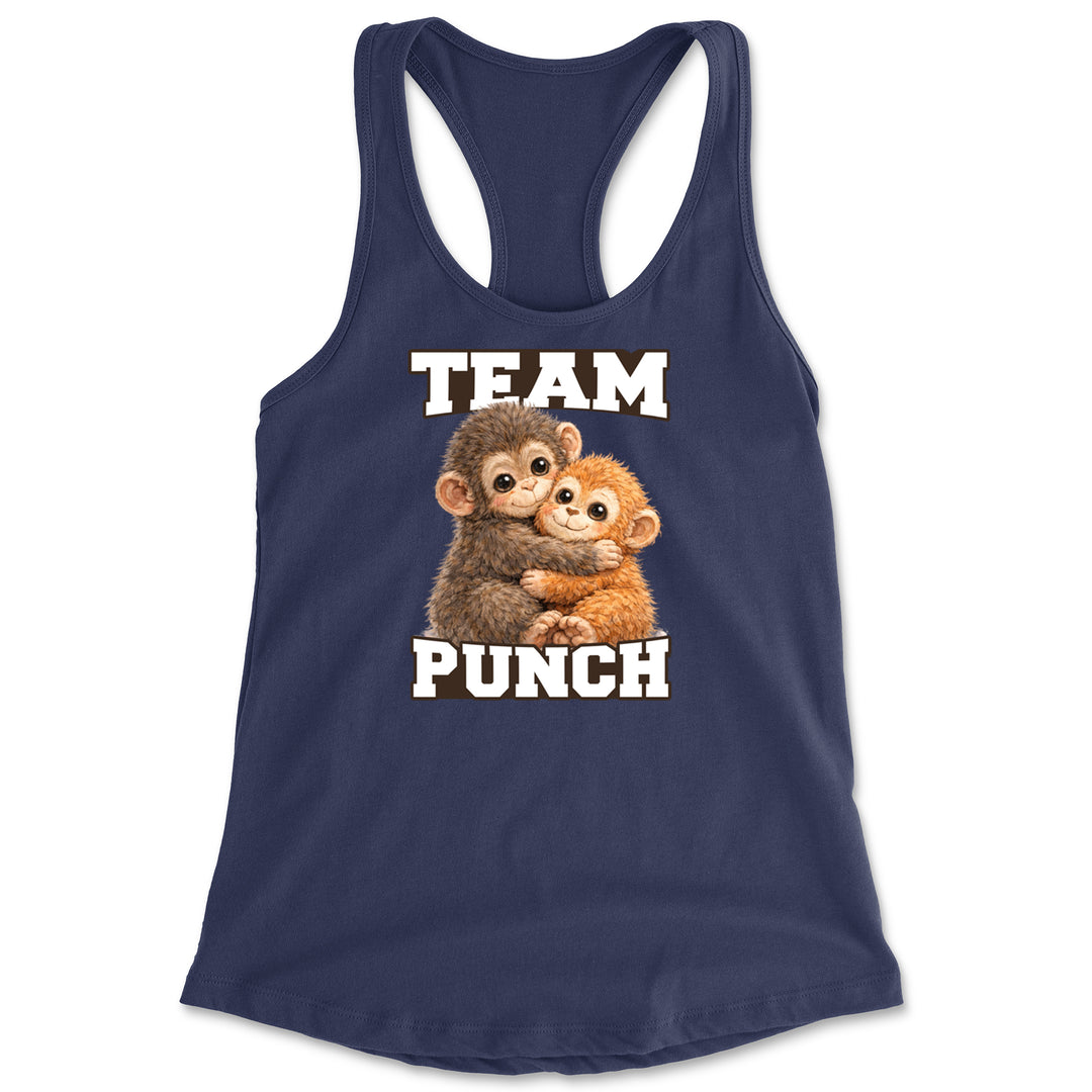 Team Punch Panchi-kun Monkey Racerback Tank Top for Women Navy Blue