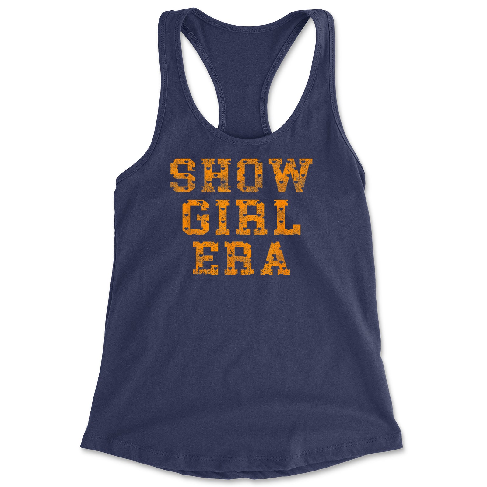 Vintage Showgirl Era Heart Racerback Tank Top for Women Navy Blue
