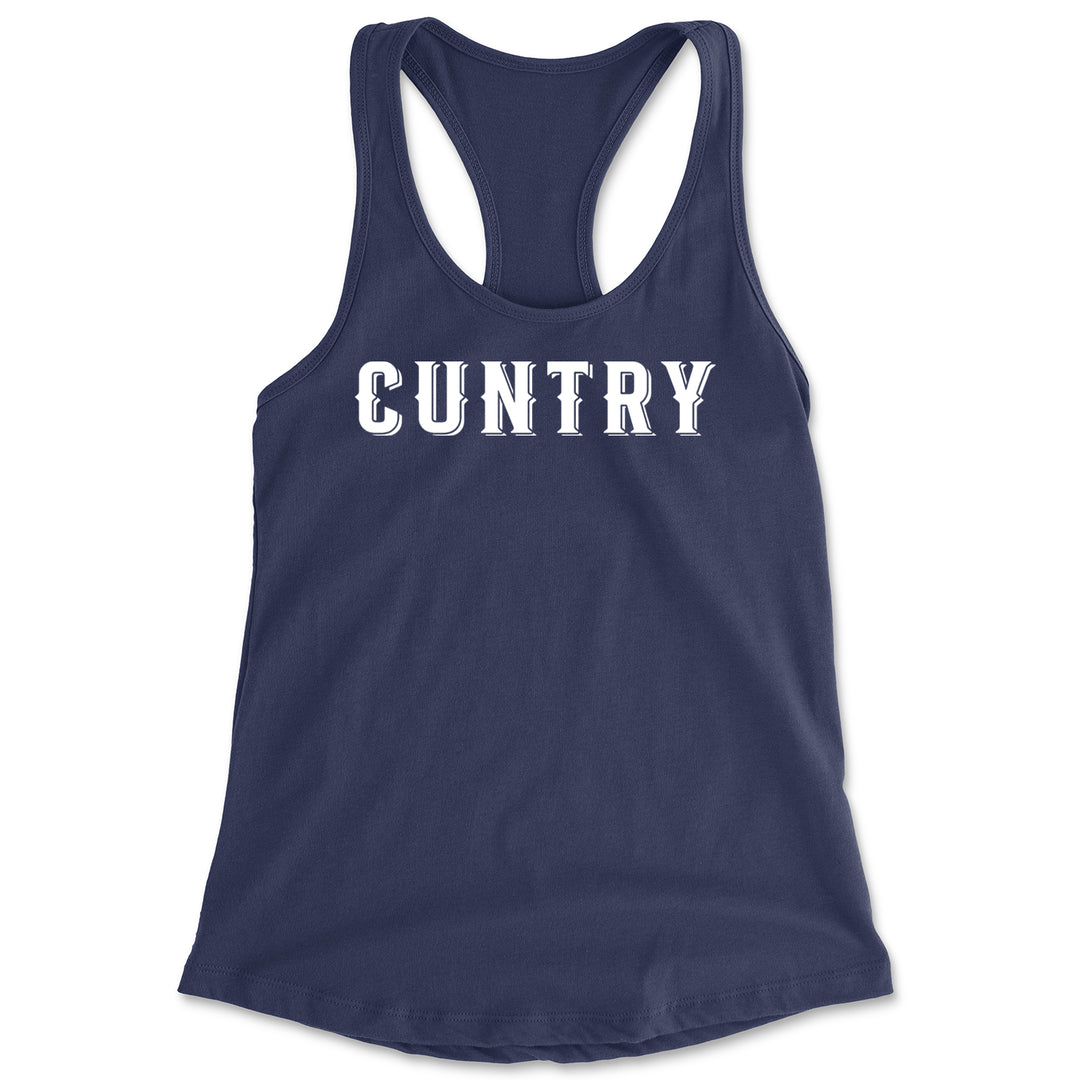 Cuntry Been Country Cowboy Racerback Tank Top for Women Navy Blue