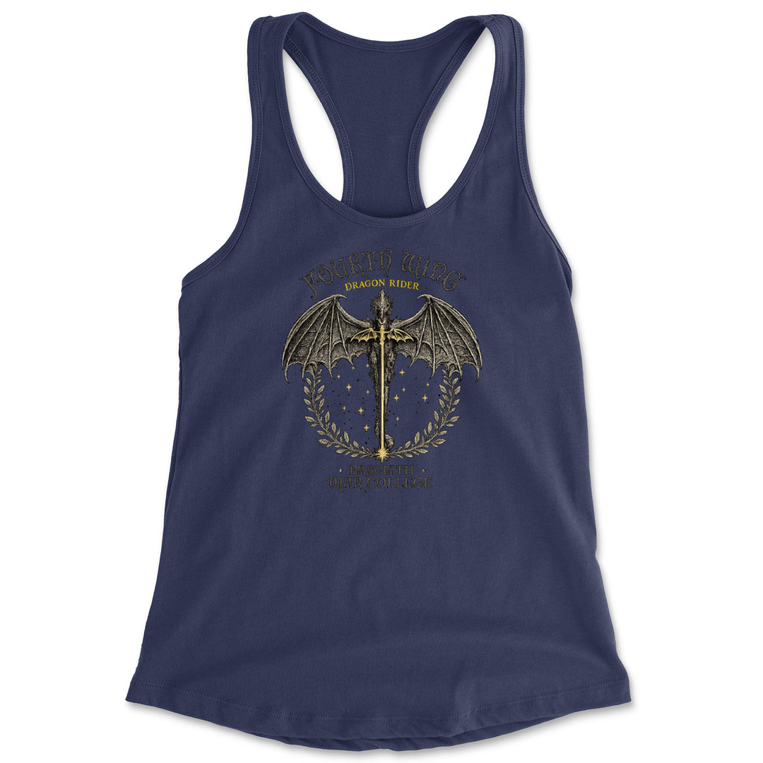 Fourth Wing Dragon Rider Vintage Basgiath War College Racerback Tank Top for Women Navy Blue