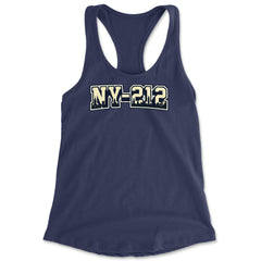 New York City 212 Area Code Skyline  Racerback Tank Top for Women Navy Blue