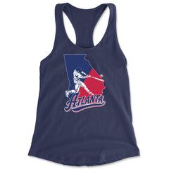 Atlanta Georgia Batter Up Racerback Tank Top for Women Navy Blue