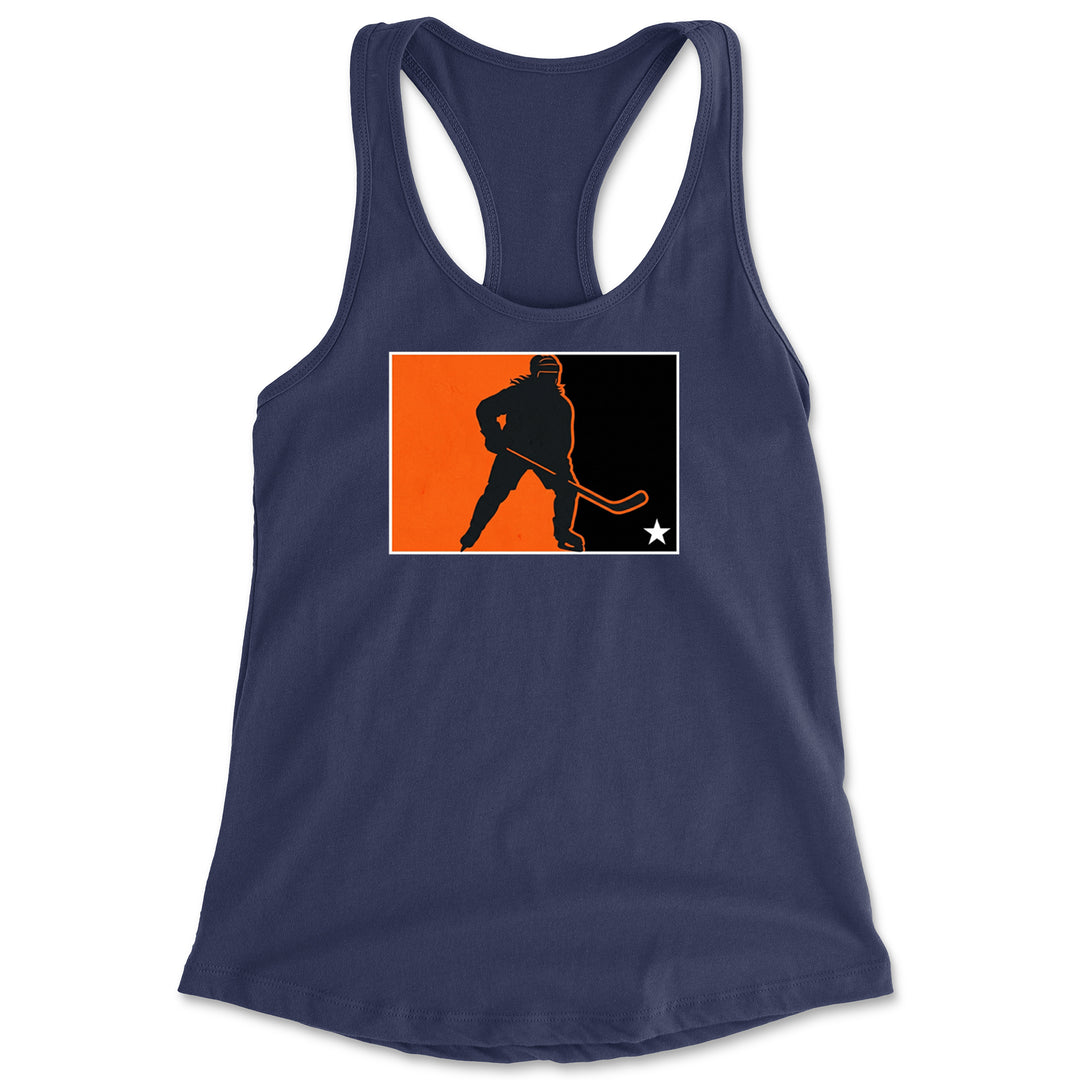 Hockey Enforcer Retro Vintage Racerback Tank Top for Women Navy Blue