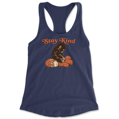 Punch Stay Kind Macaque Racerback Tank Top for Women Navy Blue