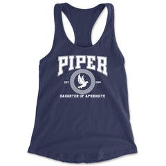 Piper Daughter of Aphrodite Rebel Heart Racerback Tank Top for Women Navy Blue