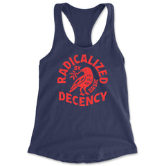 Radicalized by Basic Decency Dove Protest Statement Racerback Tank Top for Women Navy Blue