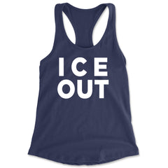 Ice Out Protest Racerback Tank Top for Women Navy Blue