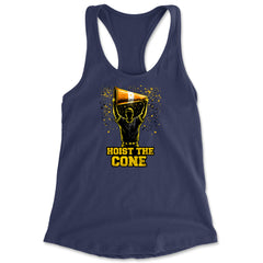 Hoist The Cone Pittsburgh Pride Racerback Tank Top for Women Navy Blue