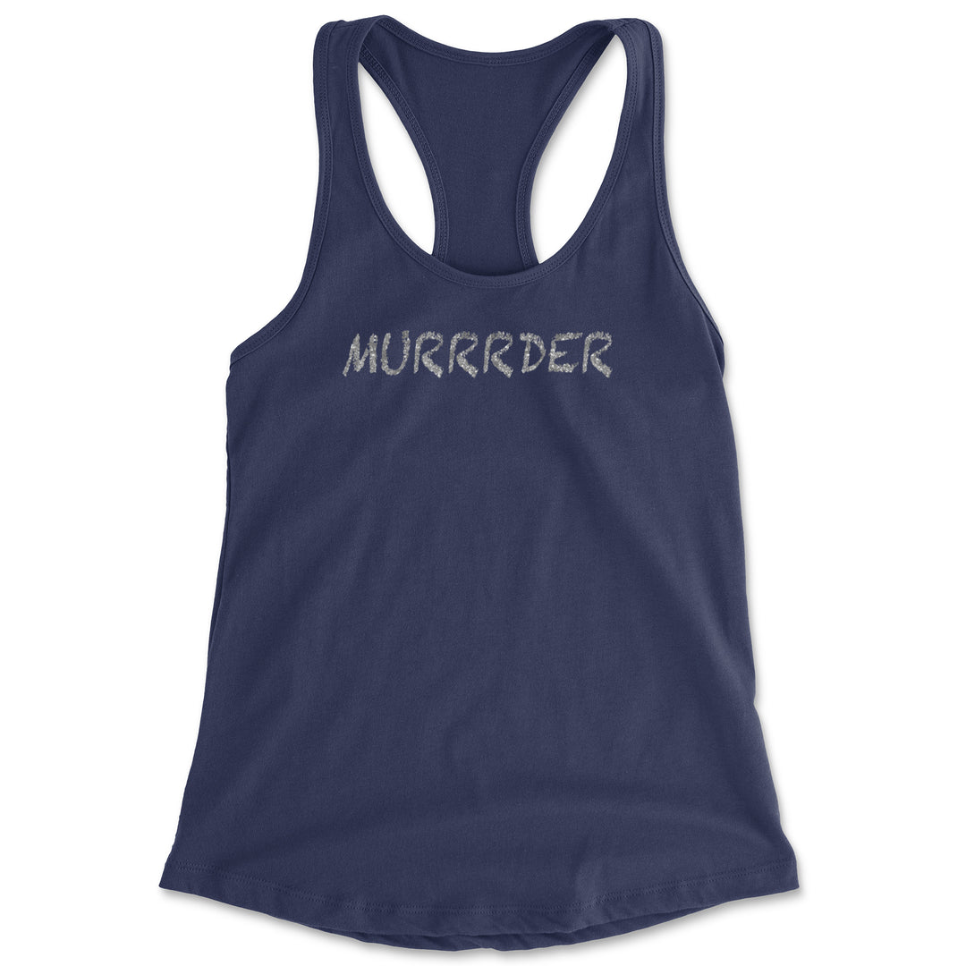 Murrrder Glitter Traitor Racerback Tank Top for Women Navy Blue