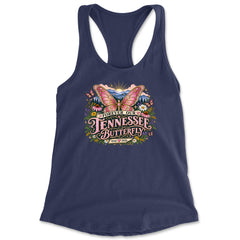 Forever Our Tennessee Butterfly Dolly Racerback Tank Top for Women Navy Blue