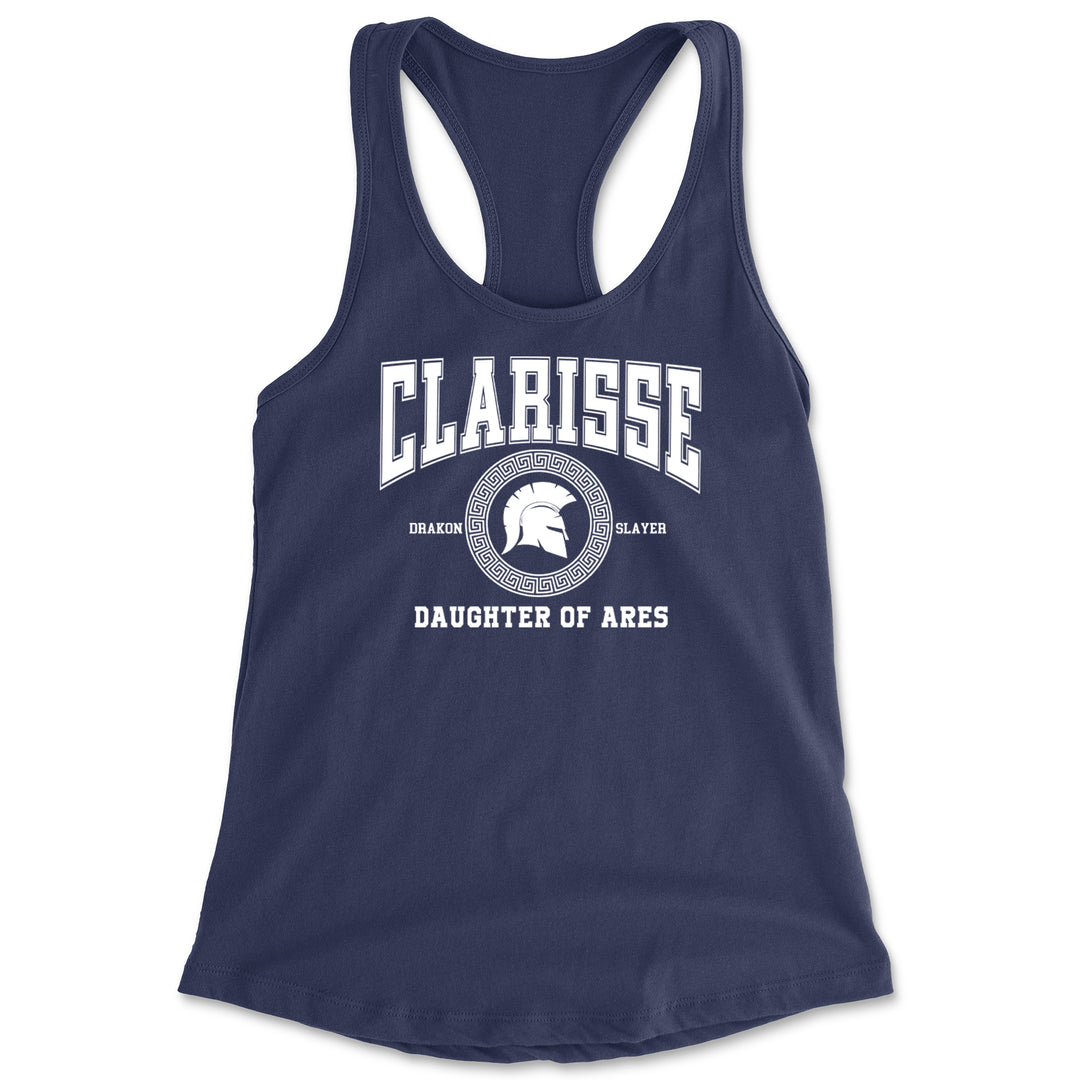 Clarisse Daughter of Ares Battle Ready Racerback Tank Top for Women Navy Blue
