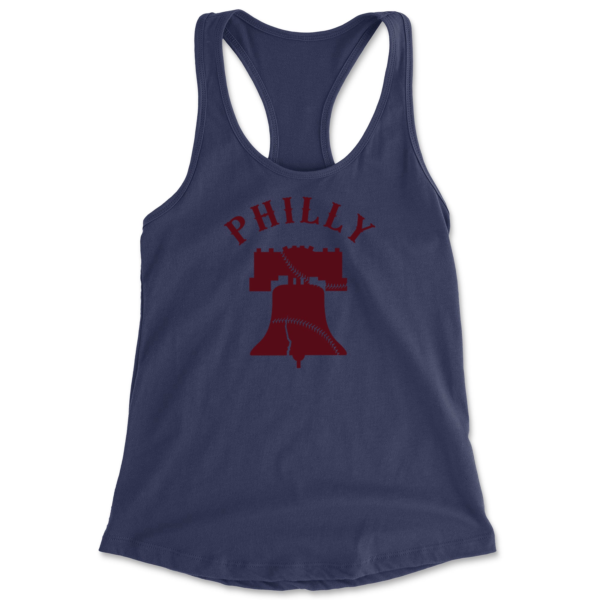 Philly Cracked Liberty Bell Racerback Tank Top for Women Navy Blue