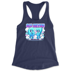 67 Six Seven Meme Kawaii Cloud Racerback Tank Top for Women Navy Blue