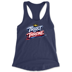 Trust The Throne Crown Philly Hoops graphic on Women's Lightweight Racerback Tank in Navy Blue