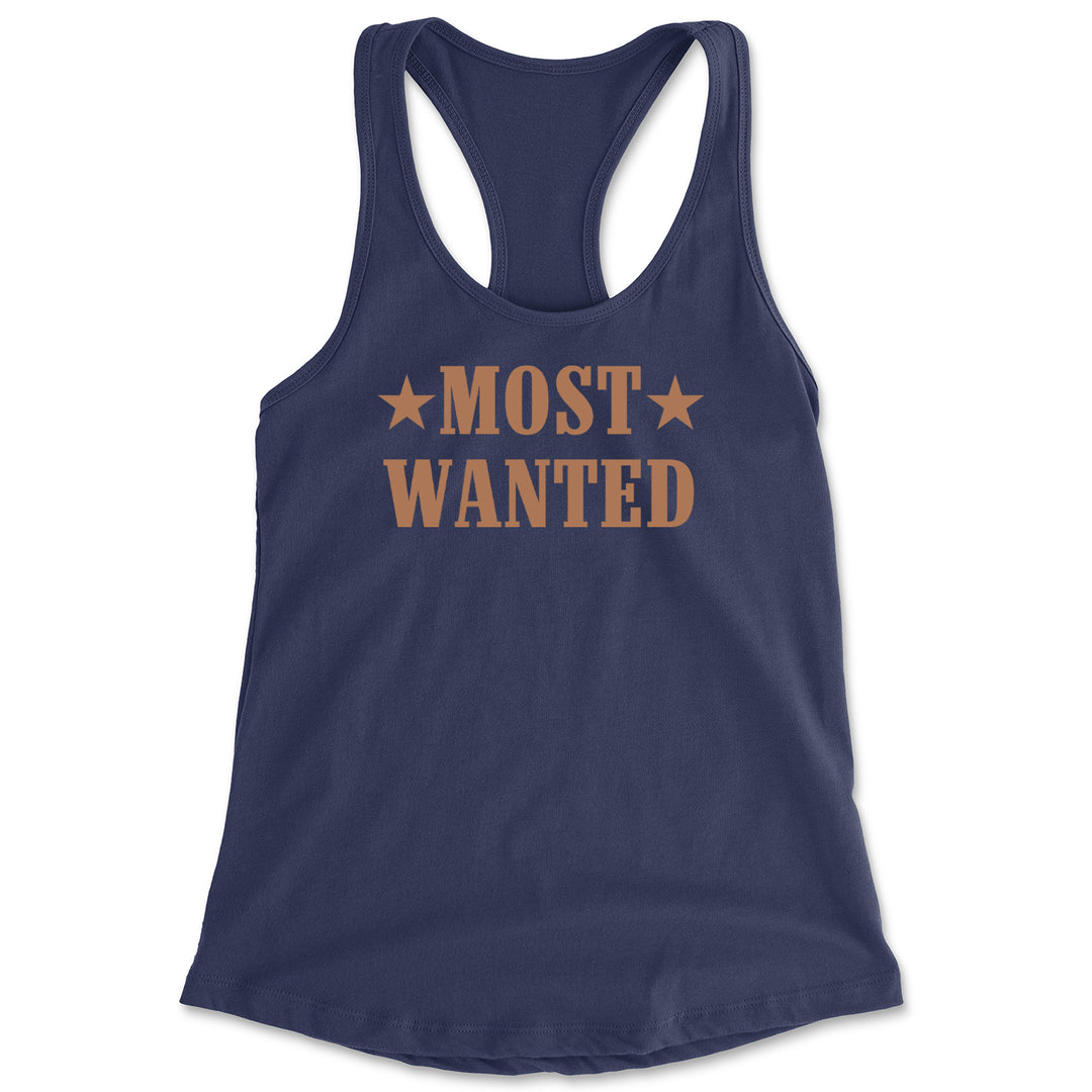 Most Wanted Cowboy Racerback Tank Top for Women Navy Blue