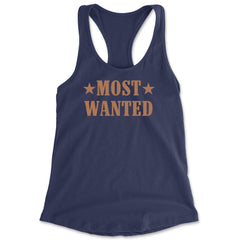 Most Wanted Cowboy Racerback Tank Top for Women Navy Blue