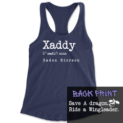 Xaddy Save A Dragon Ride A Wingleader Racerback Tank Top for Women Navy Blue