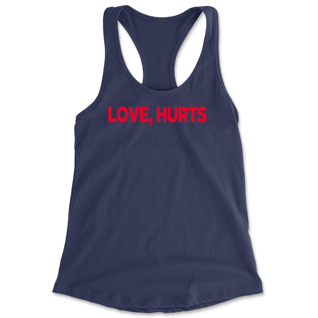 Love Hurts Racerback Tank Top for Women Navy Blue
