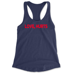 Love Hurts Racerback Tank Top for Women Navy Blue