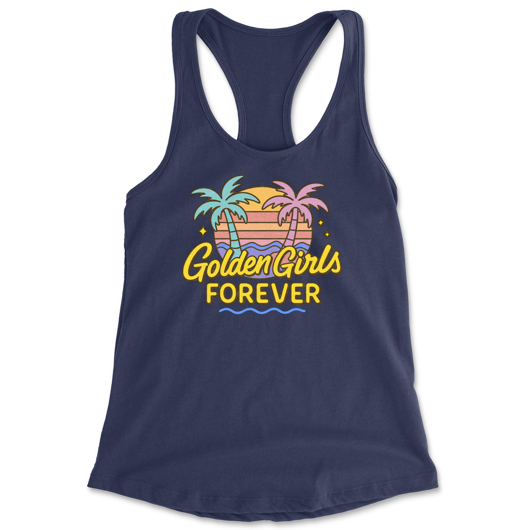 Golden Girls Forever Retro Sunset Racerback Tank Top for Women Navy Blue