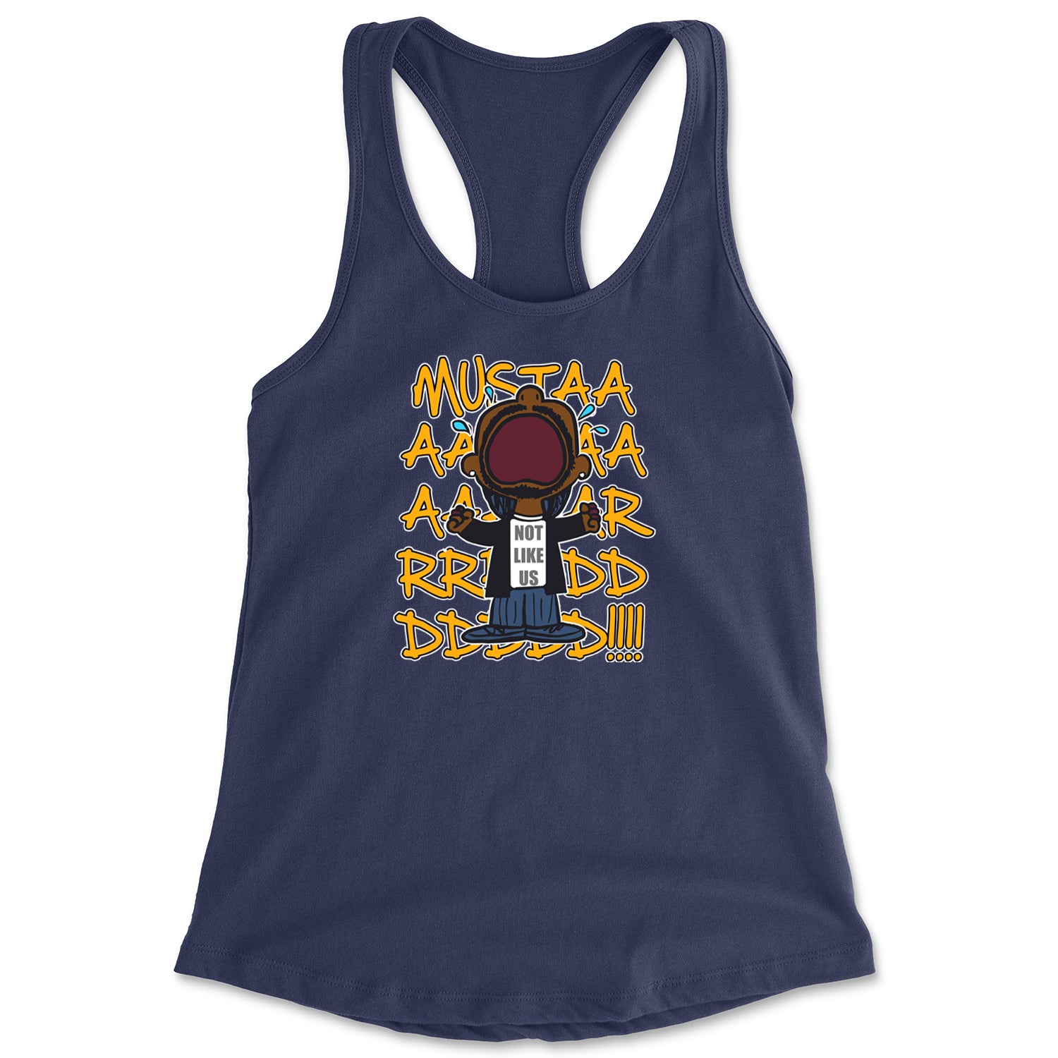 MUSTARD! Not Like Us Tv Off Racerback Tank Top for Women Navy Blue