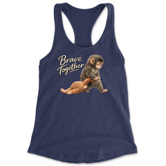 Punch Brave Together Stuffed Animal Racerback Tank Top for Women Navy Blue