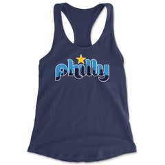Skyline Philly Philadelphia Racerback Tank Top for Women Navy Blue