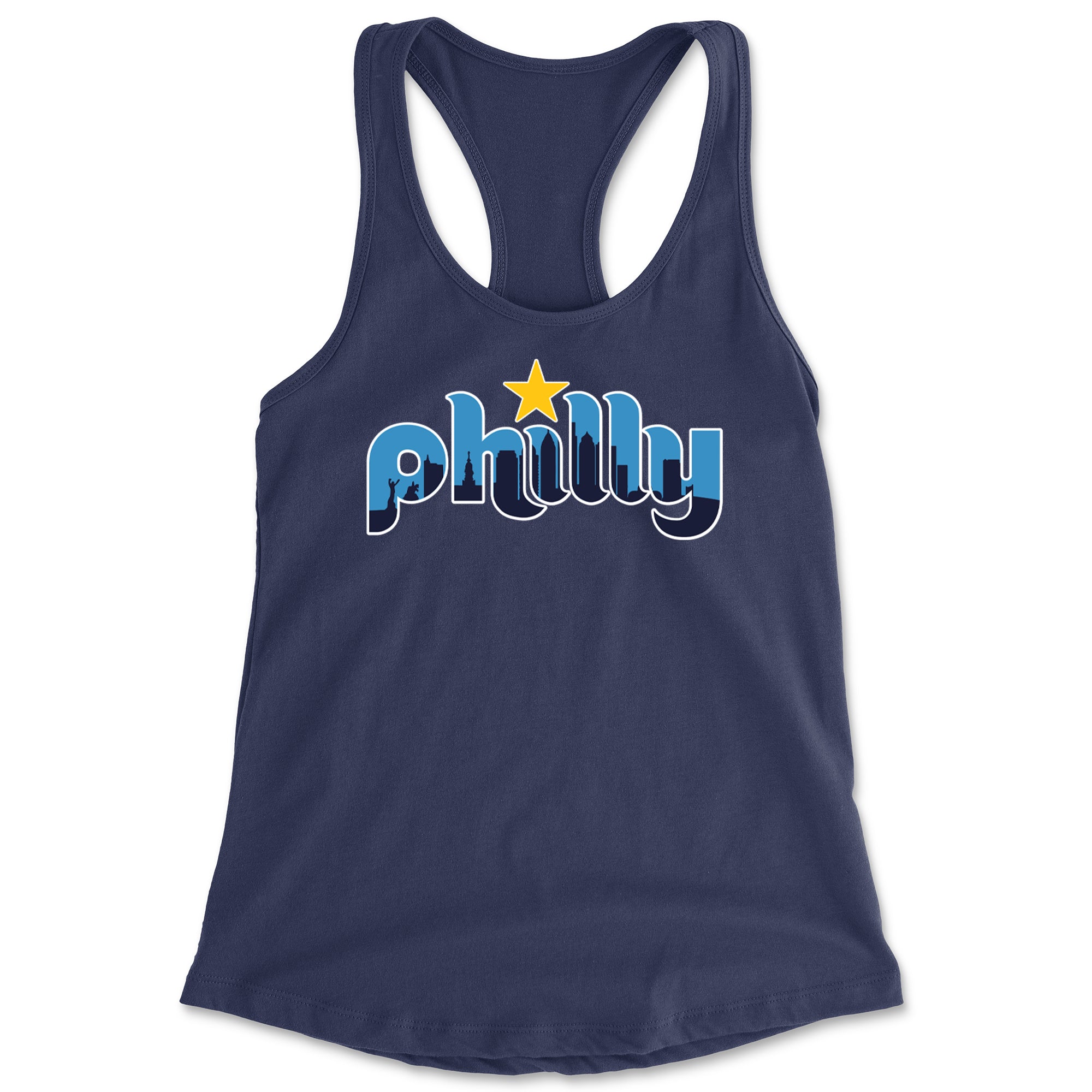 Skyline Philly Philadelphia Racerback Tank Top for Women Navy Blue