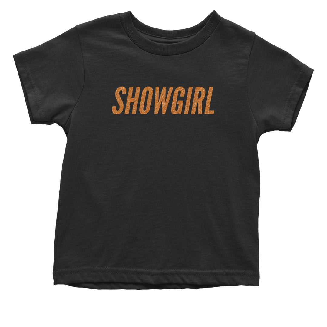 Showgirl Orange Glitter Infant One-Piece Romper Bodysuit Or Toddler T-shirt Black