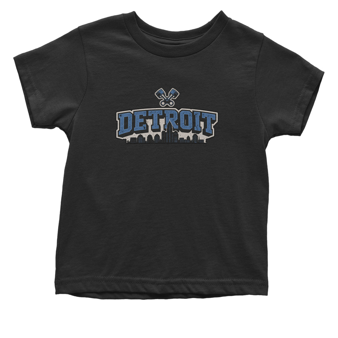 Detroit Motor City Retro Piston Infant One-Piece Romper Bodysuit Or Toddler T-shirt Black