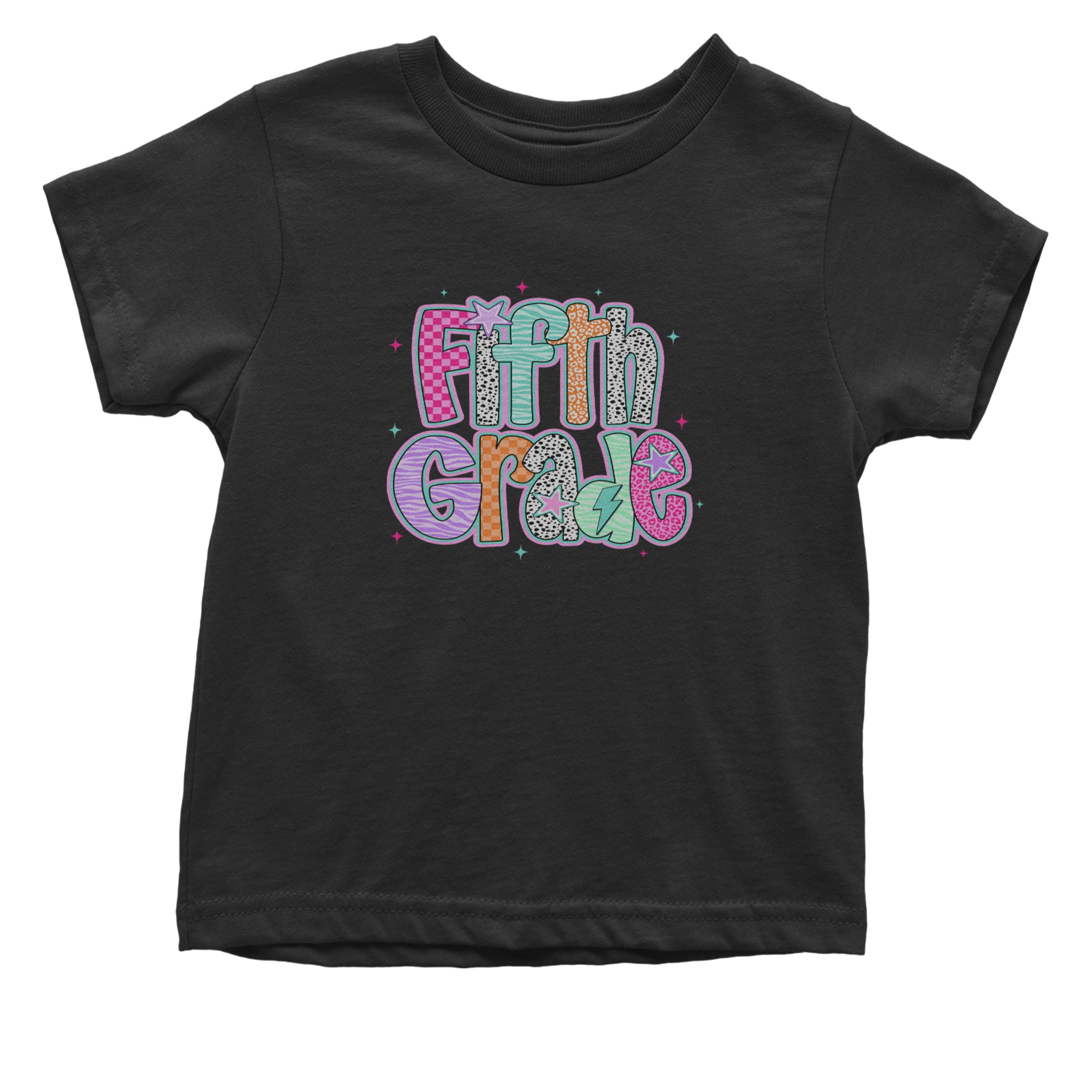 Fifth Grade Fly Colorful Back to School Infant One-Piece Romper Bodysuit Or Toddler T-shirt Black