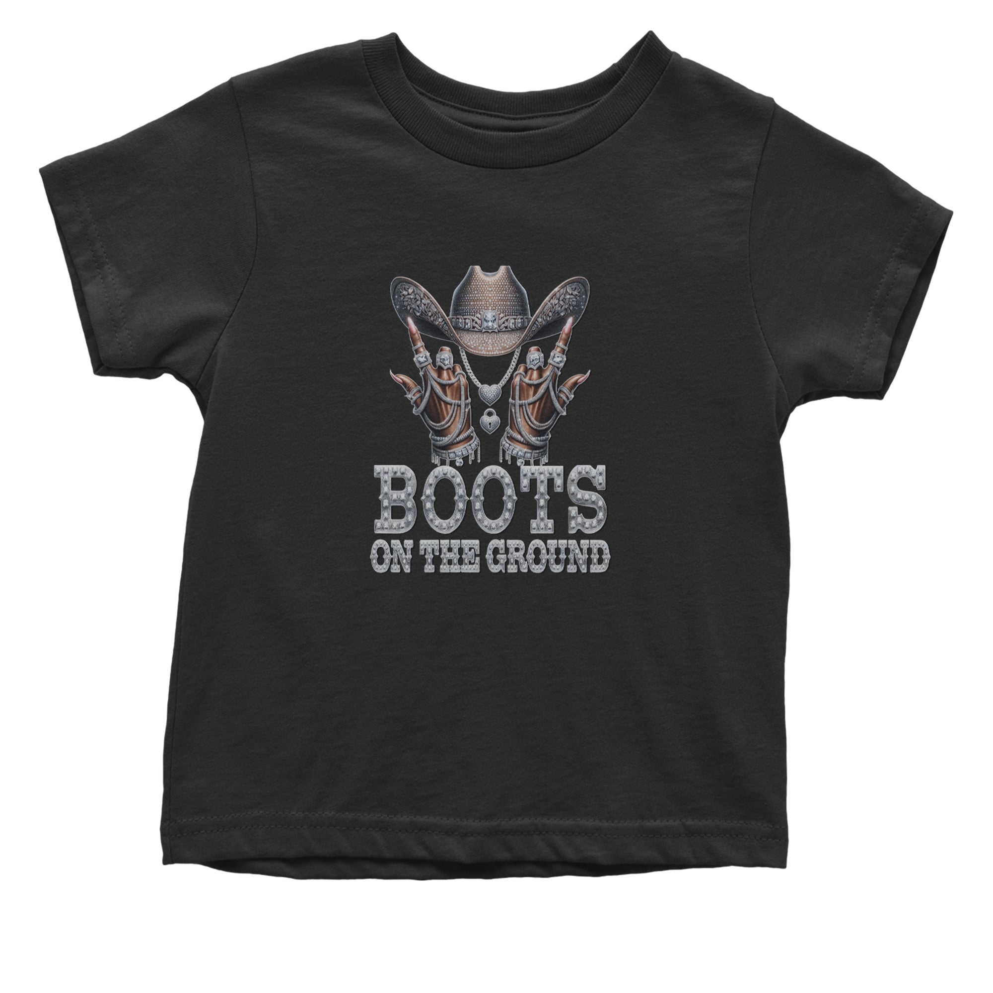 Boots On The Ground Bling Infant One-Piece Romper Bodysuit Or Toddler T-shirt Black