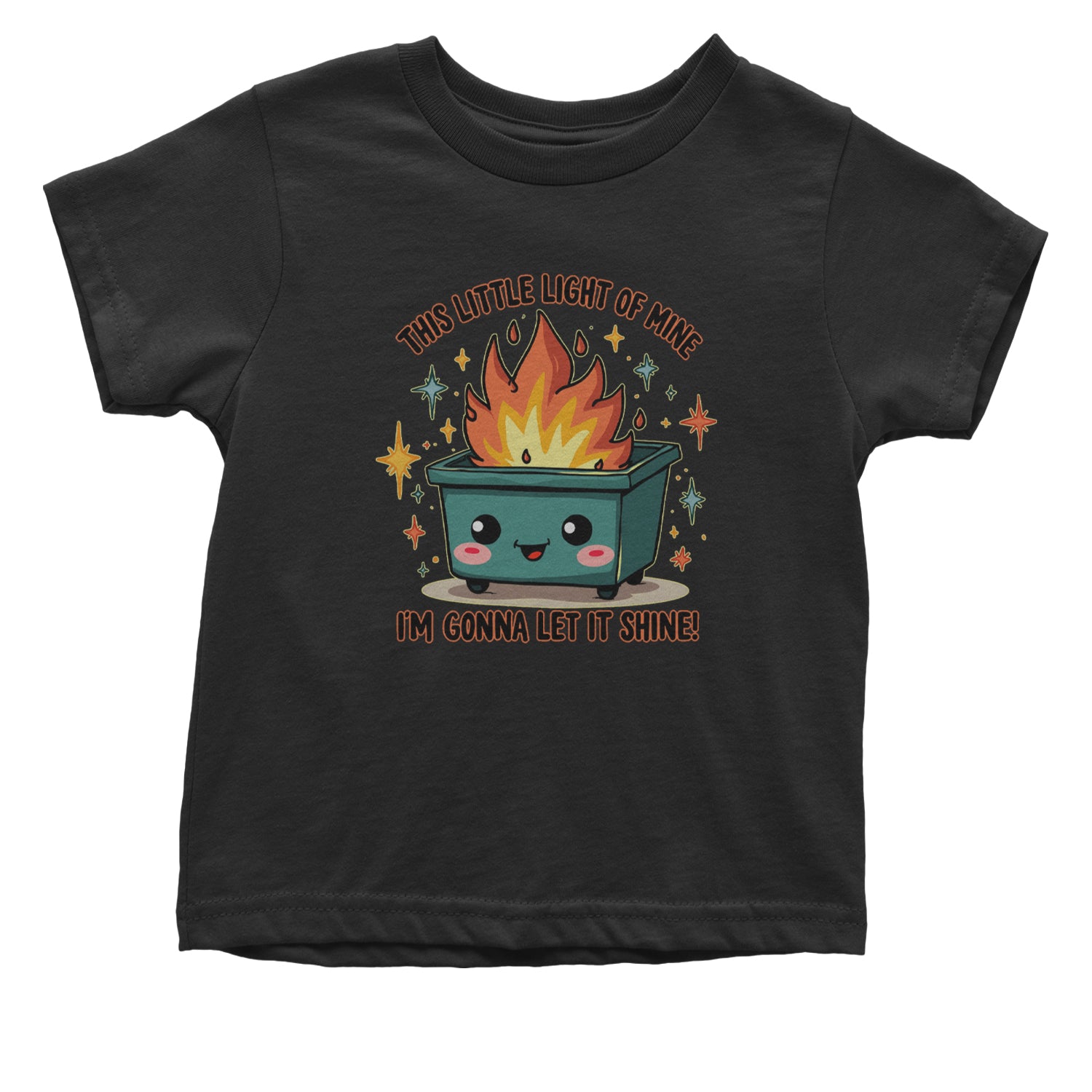 This Little Light of Mine Dumpster Fire Smile Face Infant One-Piece Romper Bodysuit Or Toddler T-shirt Black