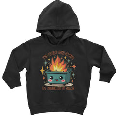 This Little Light of Mine Dumpster Fire Smile Face graphic on Toddler Hoodie and Baby Fleece Onesie