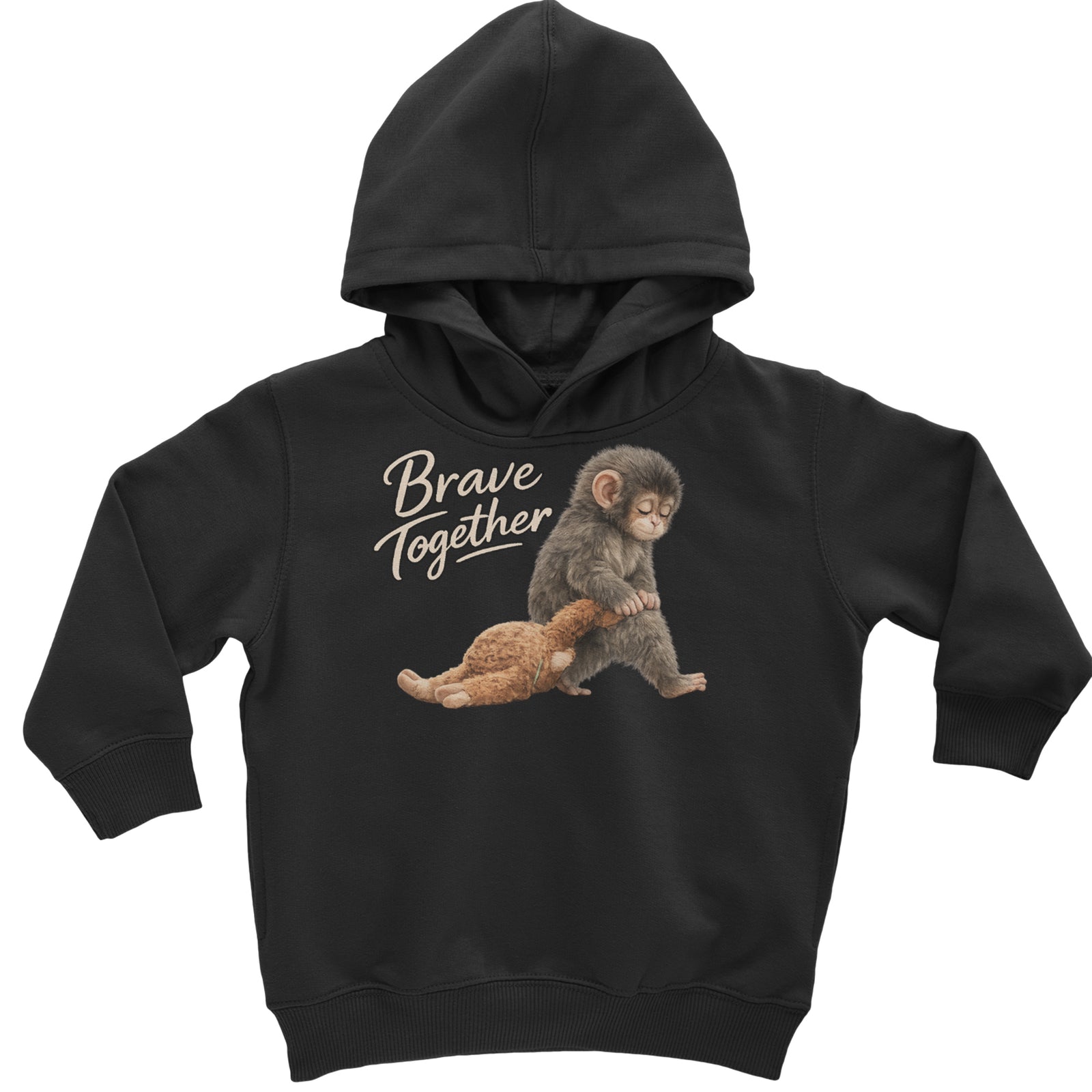 Punch Brave Together Stuffed Animal Toddler Hoodie Or Infant Fleece Romper Black
