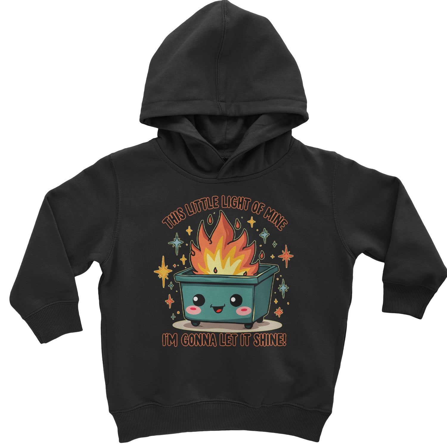 This Little Light of Mine Dumpster Fire Smile Face Toddler Hoodie Or Infant Fleece Romper Black