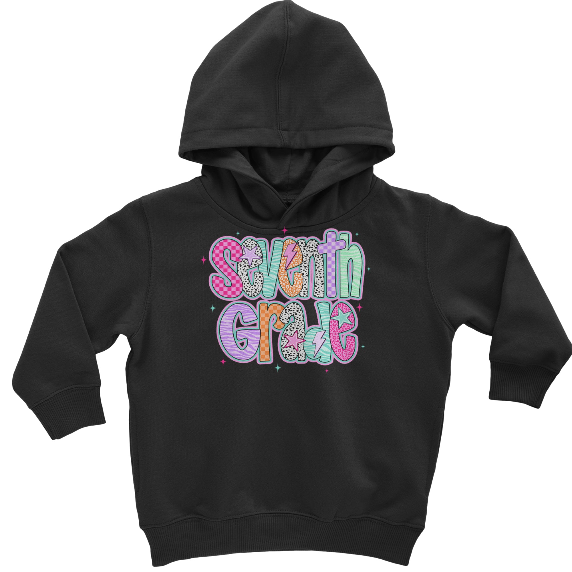 Seventh Grade Swagger Colorful Back to School Toddler Hoodie Or Infant Fleece Romper Black
