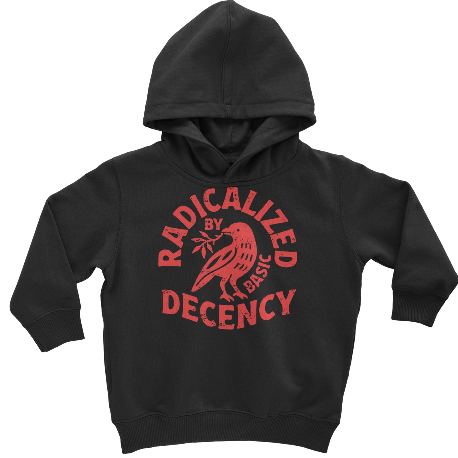 Radicalized by Basic Decency Dove Protest Statement Toddler Hoodie Or Infant Fleece Romper Black