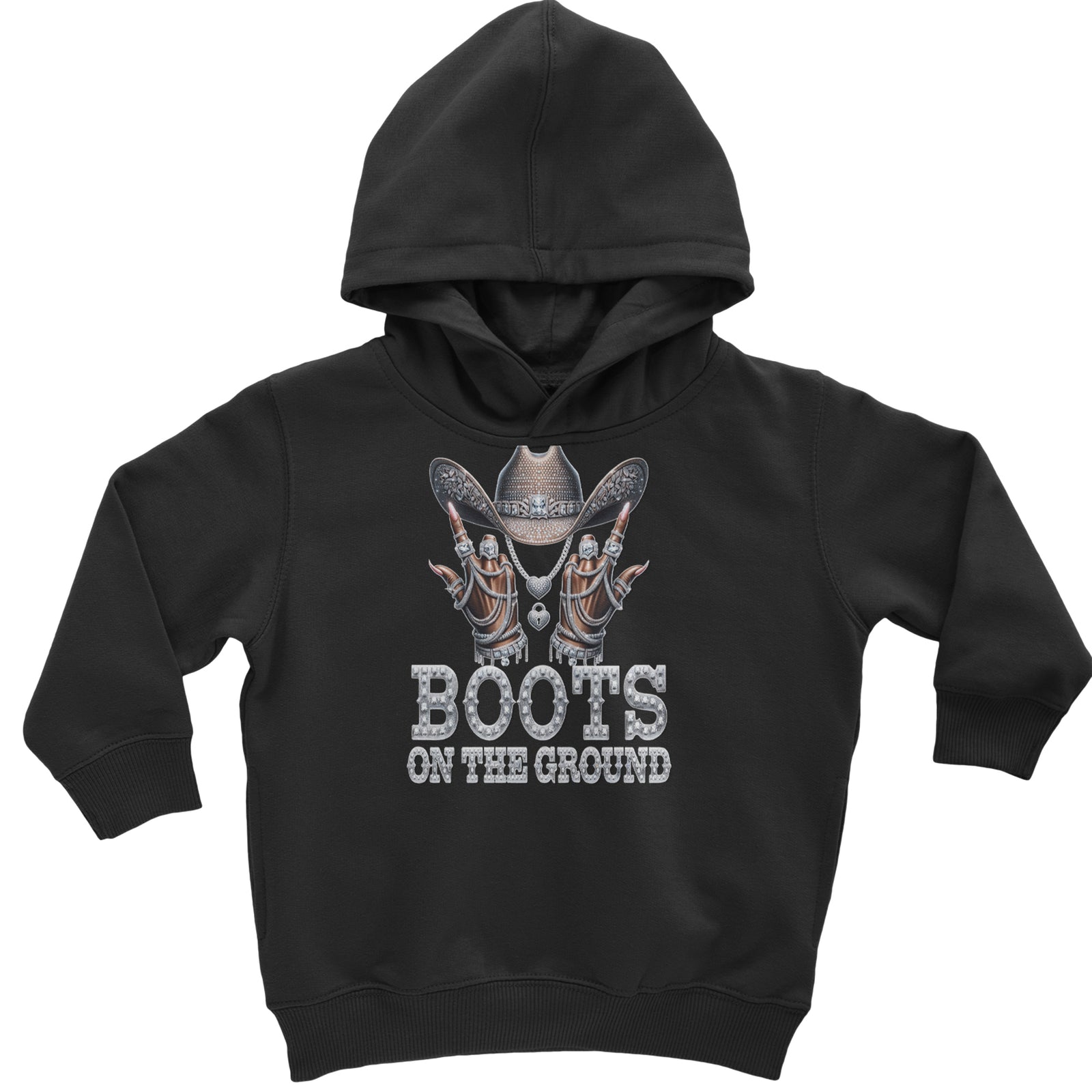 Boots On The Ground Bling Toddler Hoodie Or Infant Fleece Romper Black